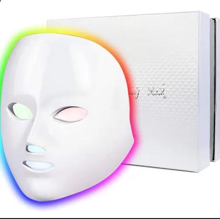 Device Led Face Mask Light Therapy, 7 Led Light Therapy Facial Skin Care Mask, Blue & Red Light for Acne Photon Mask, Korea PDT Technology for Acne Reduction.