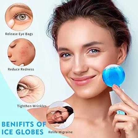 Ice Globes for Face 2Pcs–Enhancing Daily Beauty with Ice Globes for Facials, Skin Tightening & Anti-Aging–Perfect Ice Globes for Reduction of Puffiness & Wrinkles of Face, Neck & Eyes–Pink