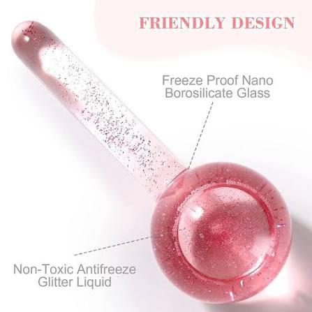 Ice Globes for Face 2Pcs–Enhancing Daily Beauty with Ice Globes for Facials, Skin Tightening & Anti-Aging–Perfect Ice Globes for Reduction of Puffiness & Wrinkles of Face, Neck & Eyes–Pink